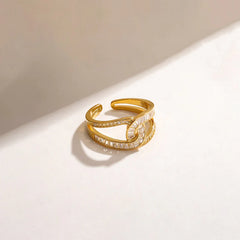 Infinity Loop Crystal Open Ring (Gold Tone)