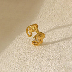 Elegant Bow Design Open Ring in Gold Tone