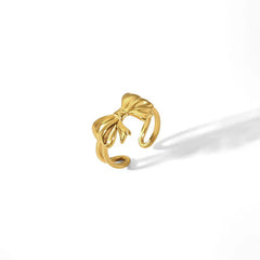 Elegant Bow Design Open Ring in Gold Tone