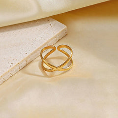 Elegant Twisted Loop Open Ring in Gold Tone
