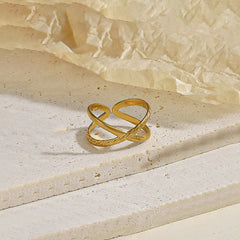 Elegant Twisted Loop Open Ring in Gold Tone