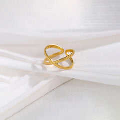 Elegant Twisted Loop Open Ring in Gold Tone
