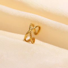 Elegant Twisted Loop Open Ring in Gold Tone