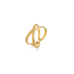Elegant Twisted Loop Open Ring in Gold Tone