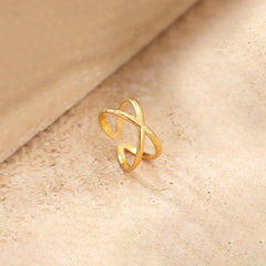 Elegant Twisted Loop Open Ring in Gold Tone