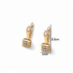 Crystal Cube Drop Earrings in Gold Tone