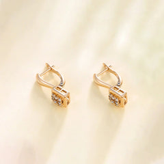 Crystal Cube Drop Earrings in Gold Tone
