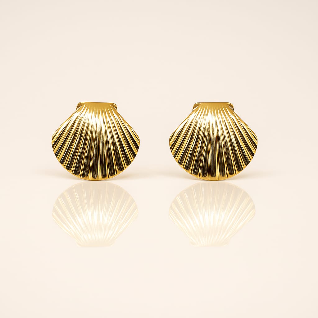 Golden Shell-Shaped Stud Earrings