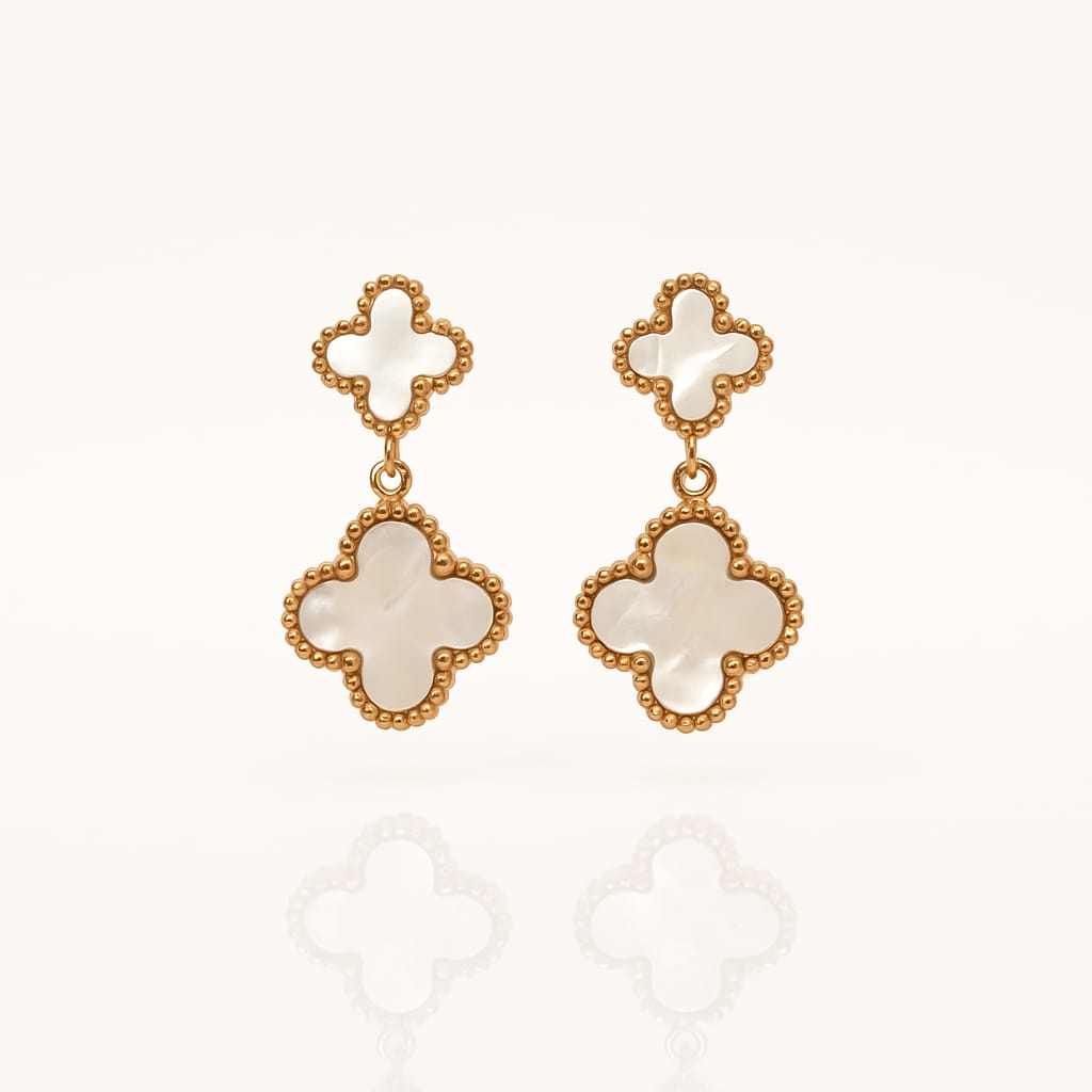 Mother-of-Pearl Clover Drop Earrings