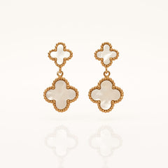 Mother-of-Pearl Clover Drop Earrings