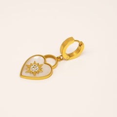 Mother-of-Pearl Heart Sunburst Drop Earrings