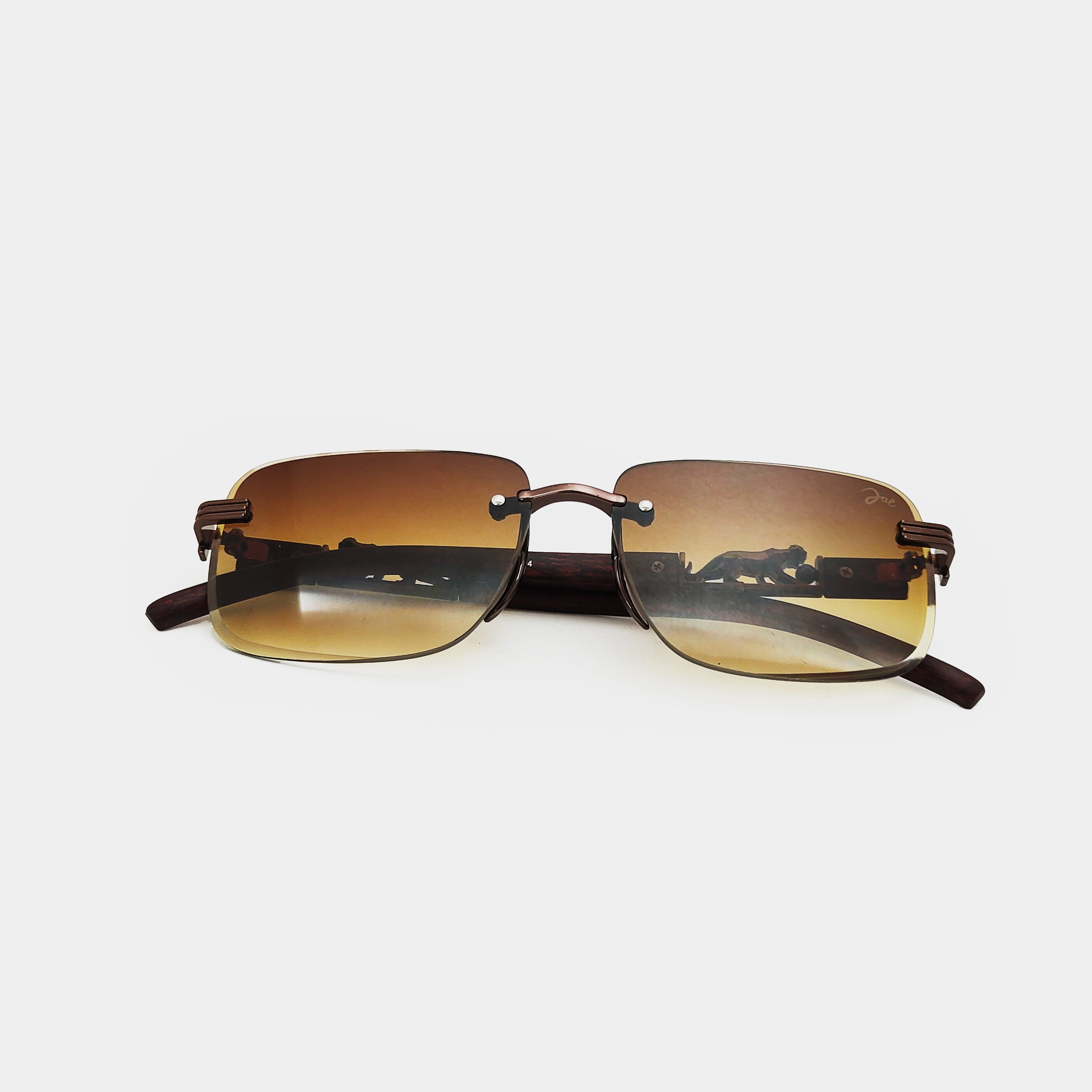 Joe's Brown Unisex Lion Sunglasses with Wooden Temples