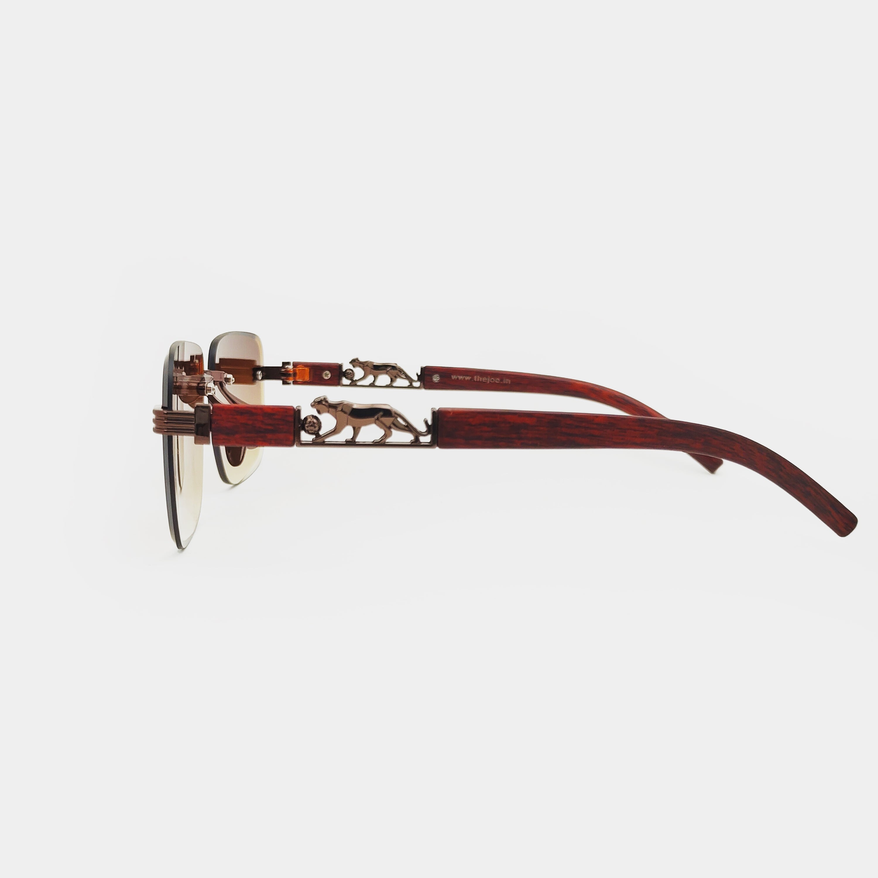 Joe's Brown Unisex Lion Sunglasses with Wooden Temples