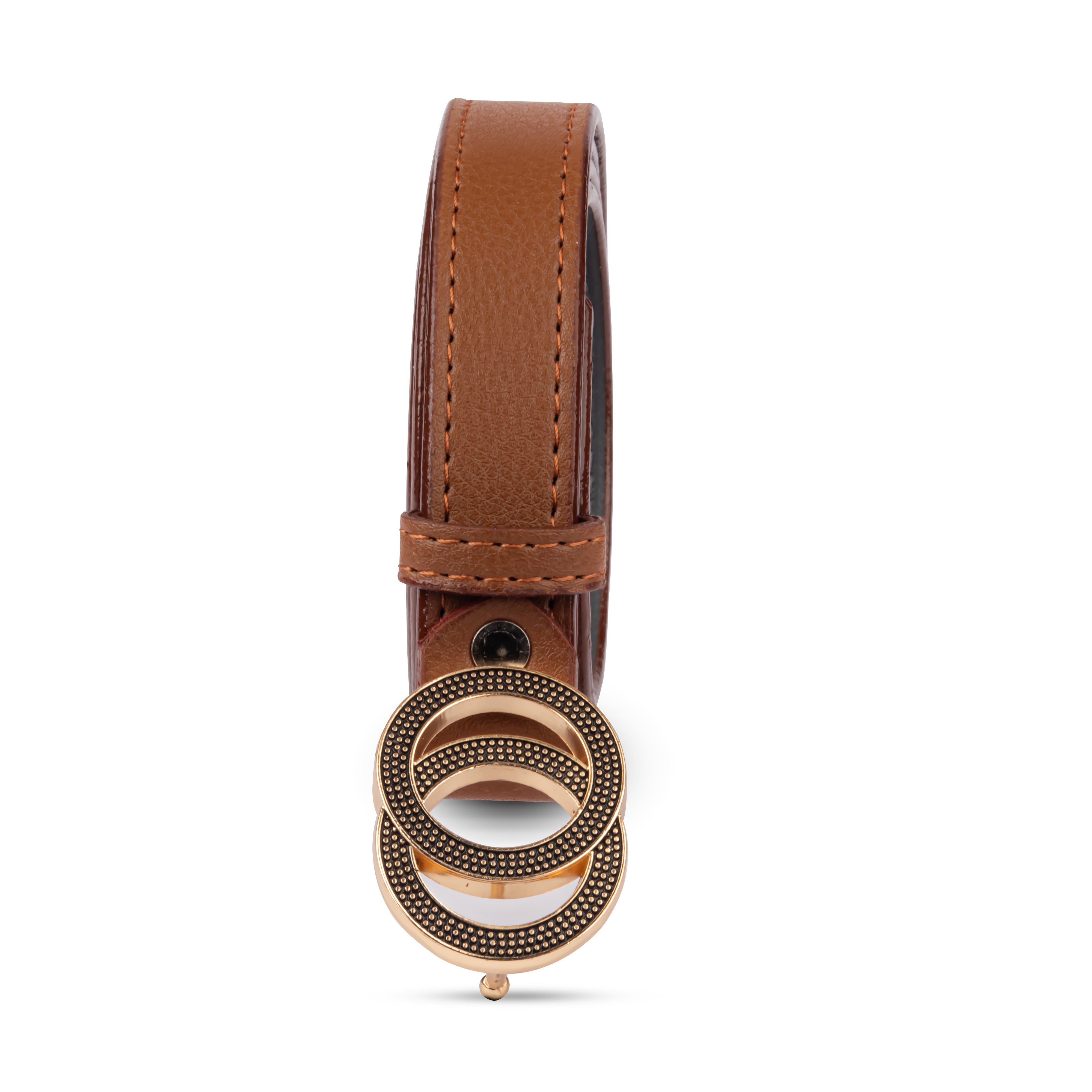 Brown Belt with Dual Circle Buckle