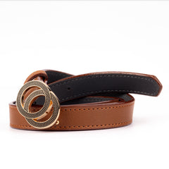 Brown Belt with Dual Circle Buckle