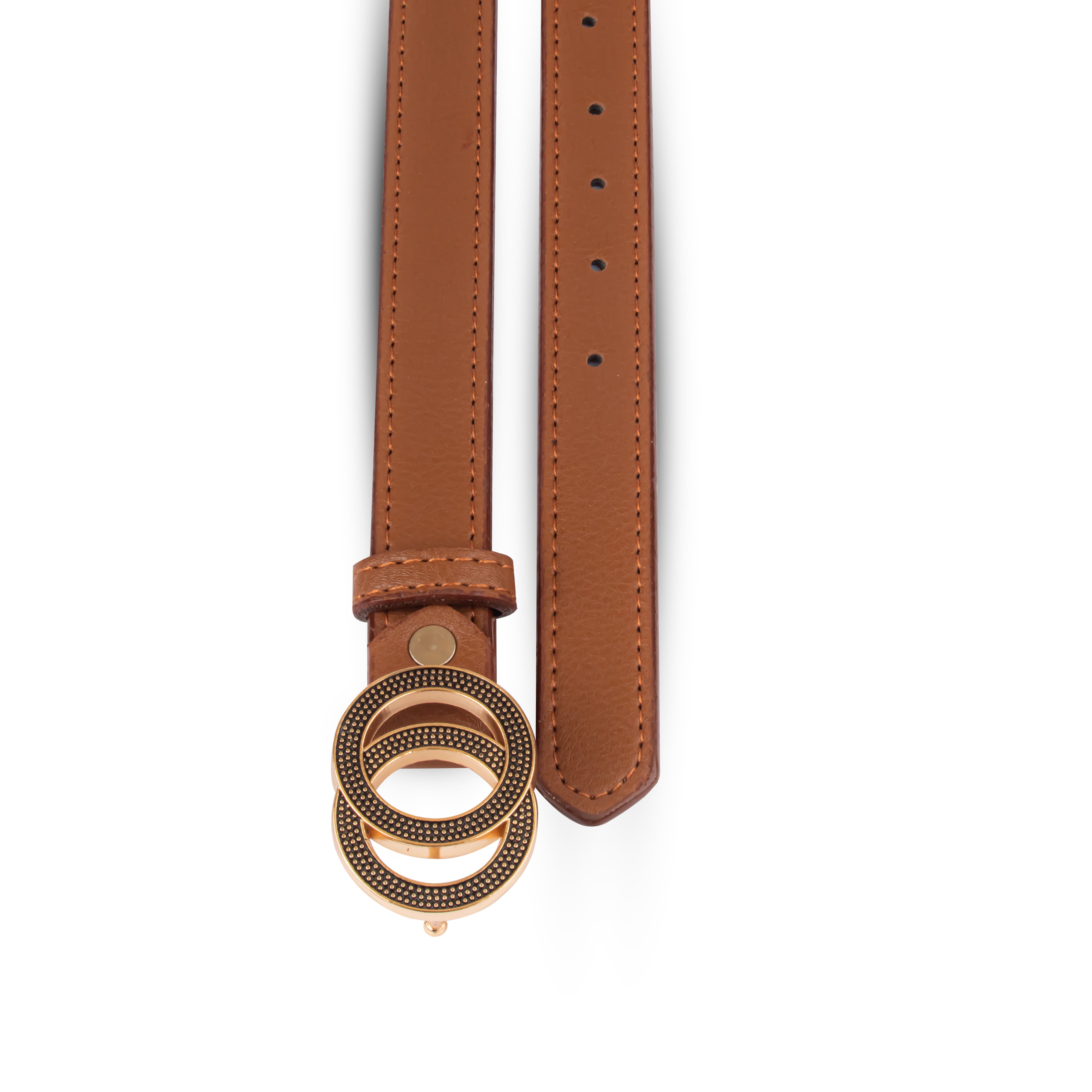 Brown Belt with Dual Circle Buckle