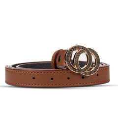 Brown Belt with Dual Circle Buckle