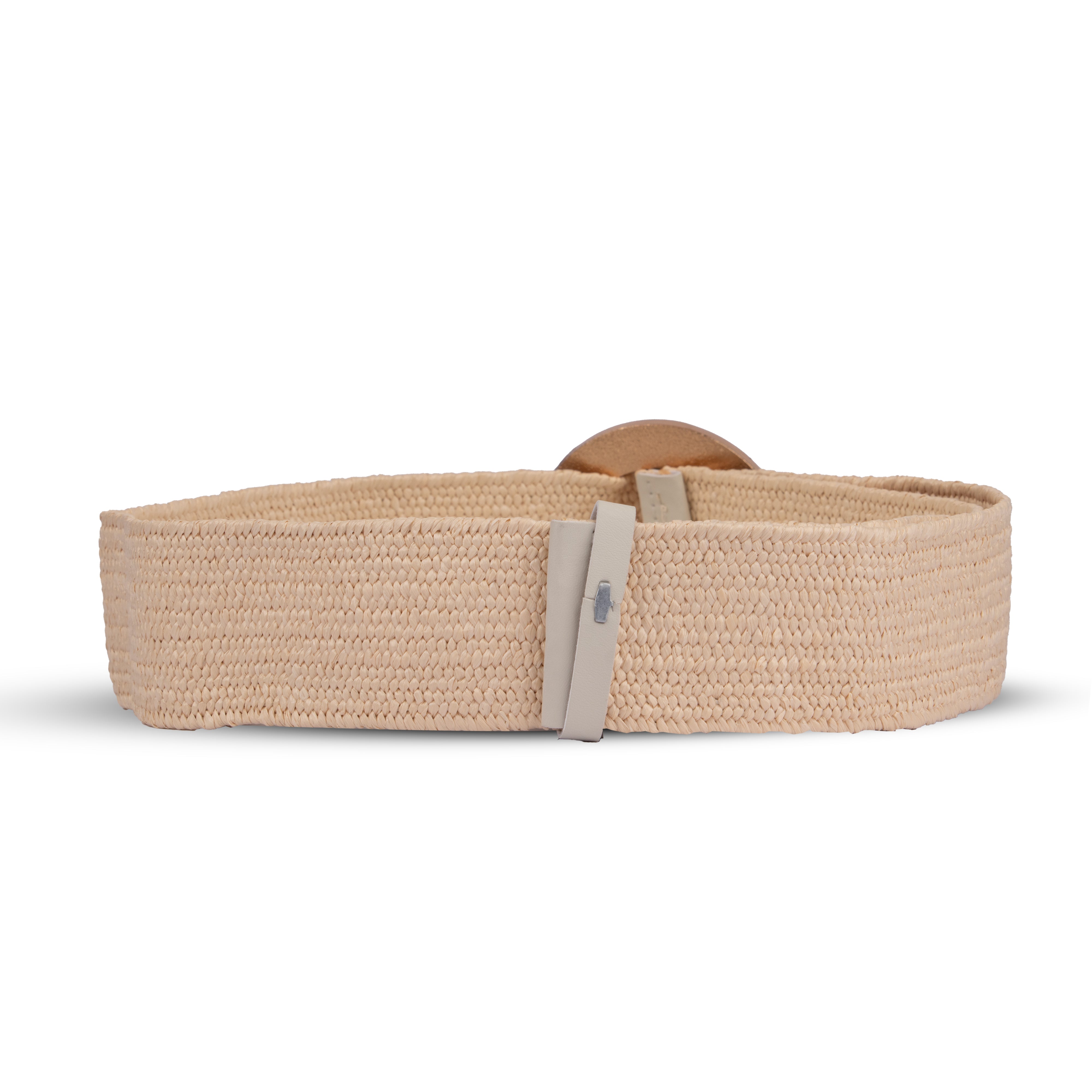 Beige Woven Belt with Shell Buckle