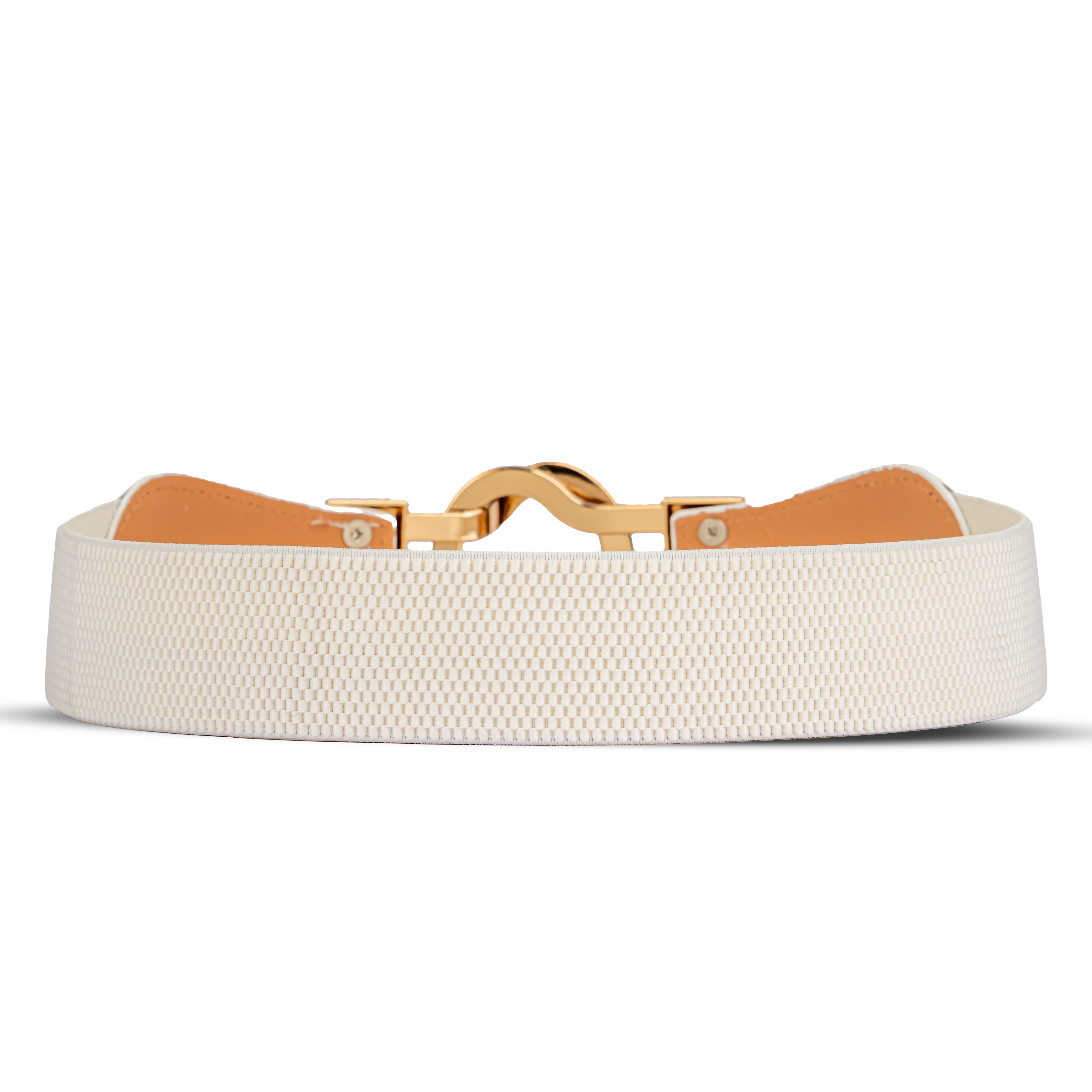 Canvas Mattel Belt for Women | White and Golden Design-free Size