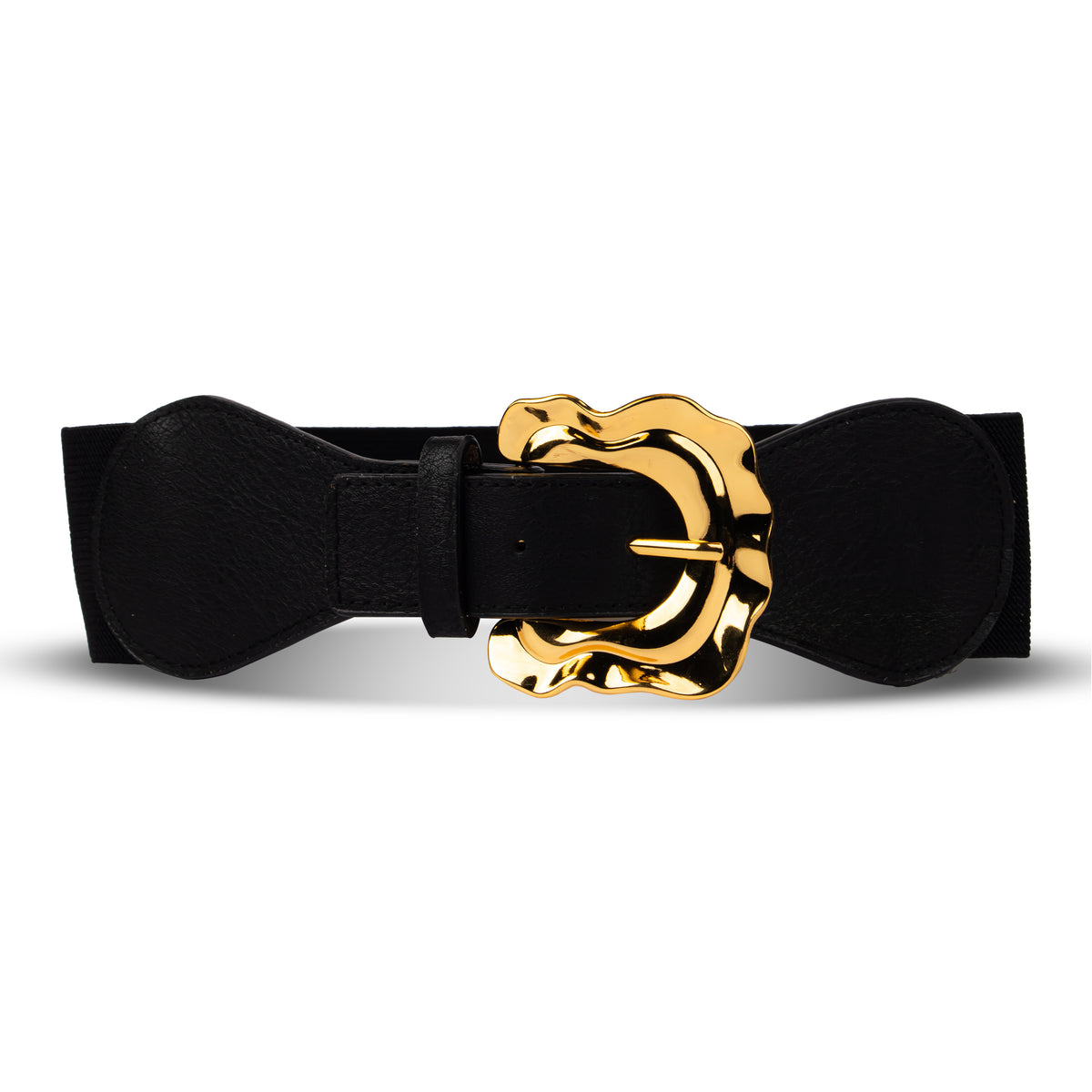 Black Solid Chunky Abstract Buckle Waist Belt