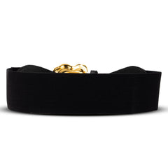 Black Solid Chunky Abstract Buckle Waist Belt