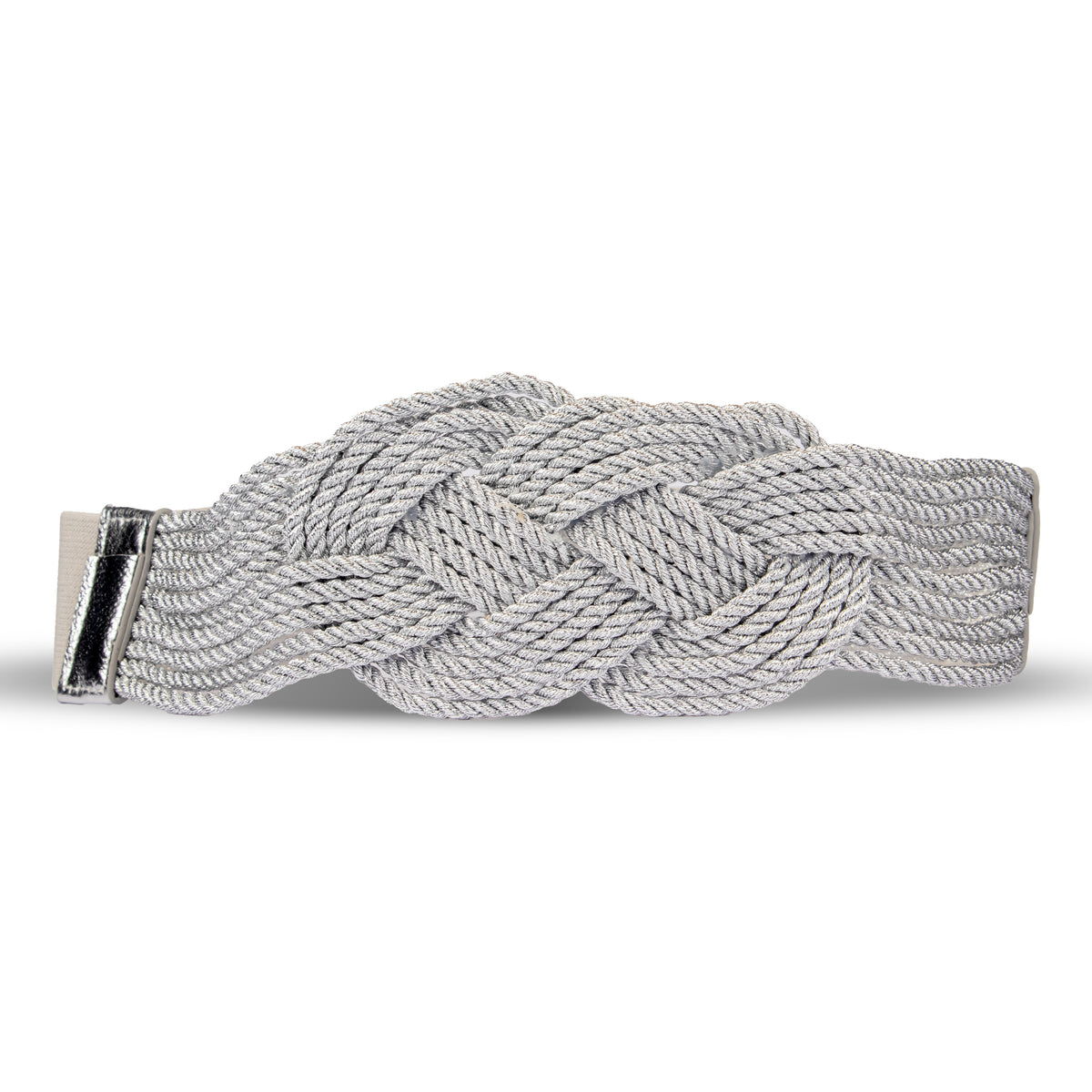 Round Buckle Silver Woven Belt