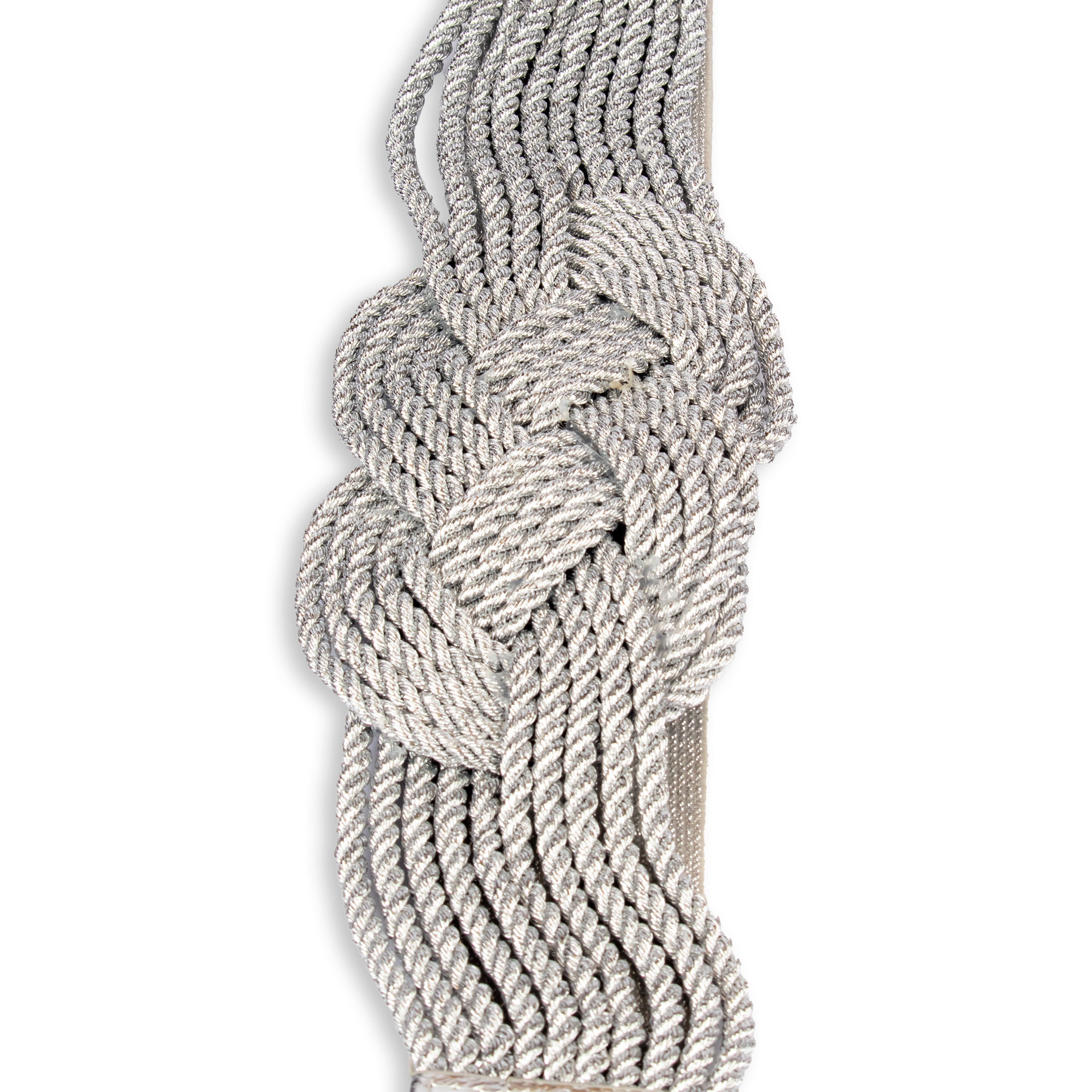 Round Buckle Silver Woven Belt