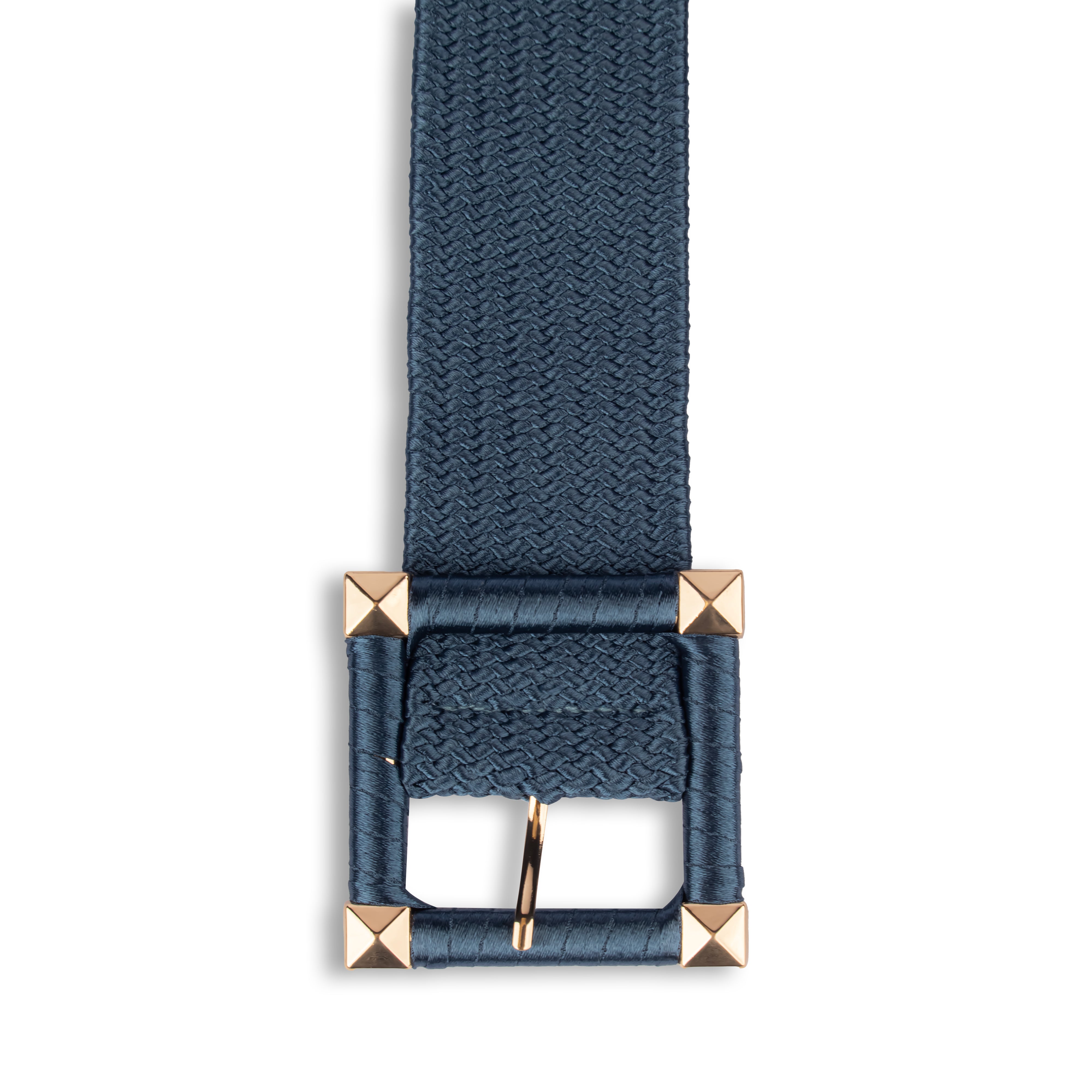 Blue Leather Belts With Square Buckle