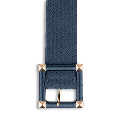 Blue Leather Belts With Square Buckle