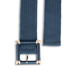 Blue Leather Belts With Square Buckle