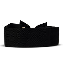 Black Dress Belt With Silver Stone Bow