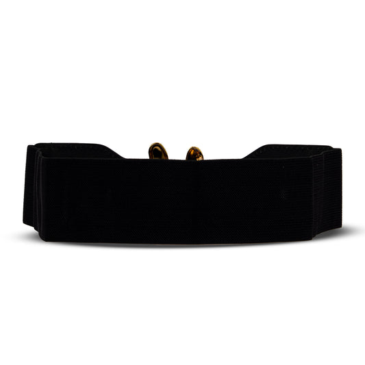 Women's Wide Elastic Belt with Luxe Gold U-Shaped Buckle