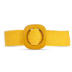 Yellow Straw Braided Leather Belt