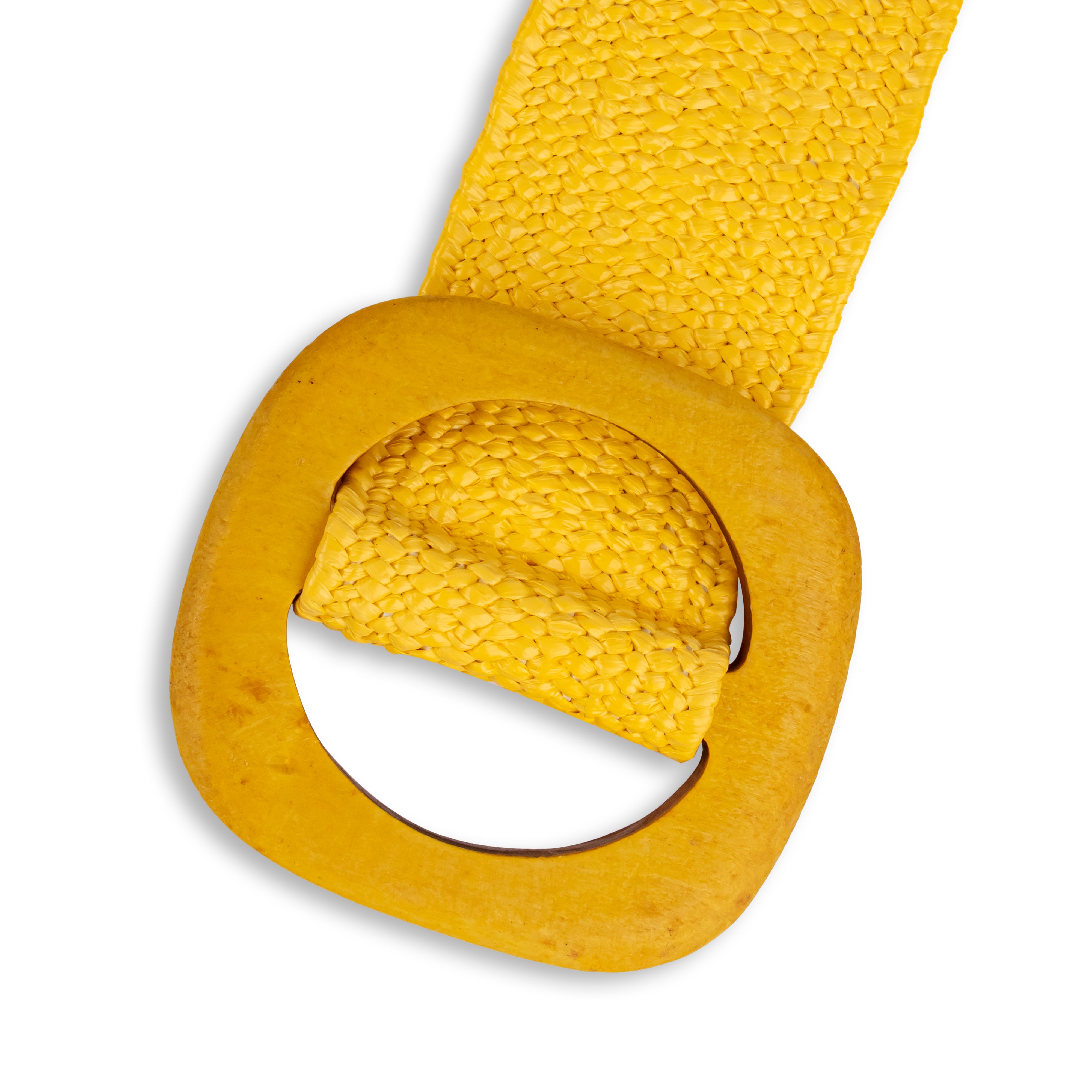 Yellow Straw Braided Leather Belt