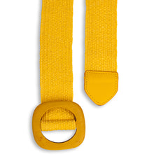 Yellow Straw Braided Leather Belt