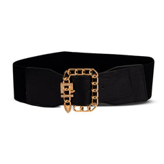 Square Design Stretchy Ladies Black Belt