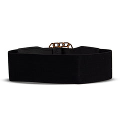 Square Design Stretchy Ladies Black Belt
