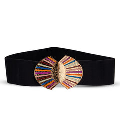 Black Multicolor Buckle Dress Belt