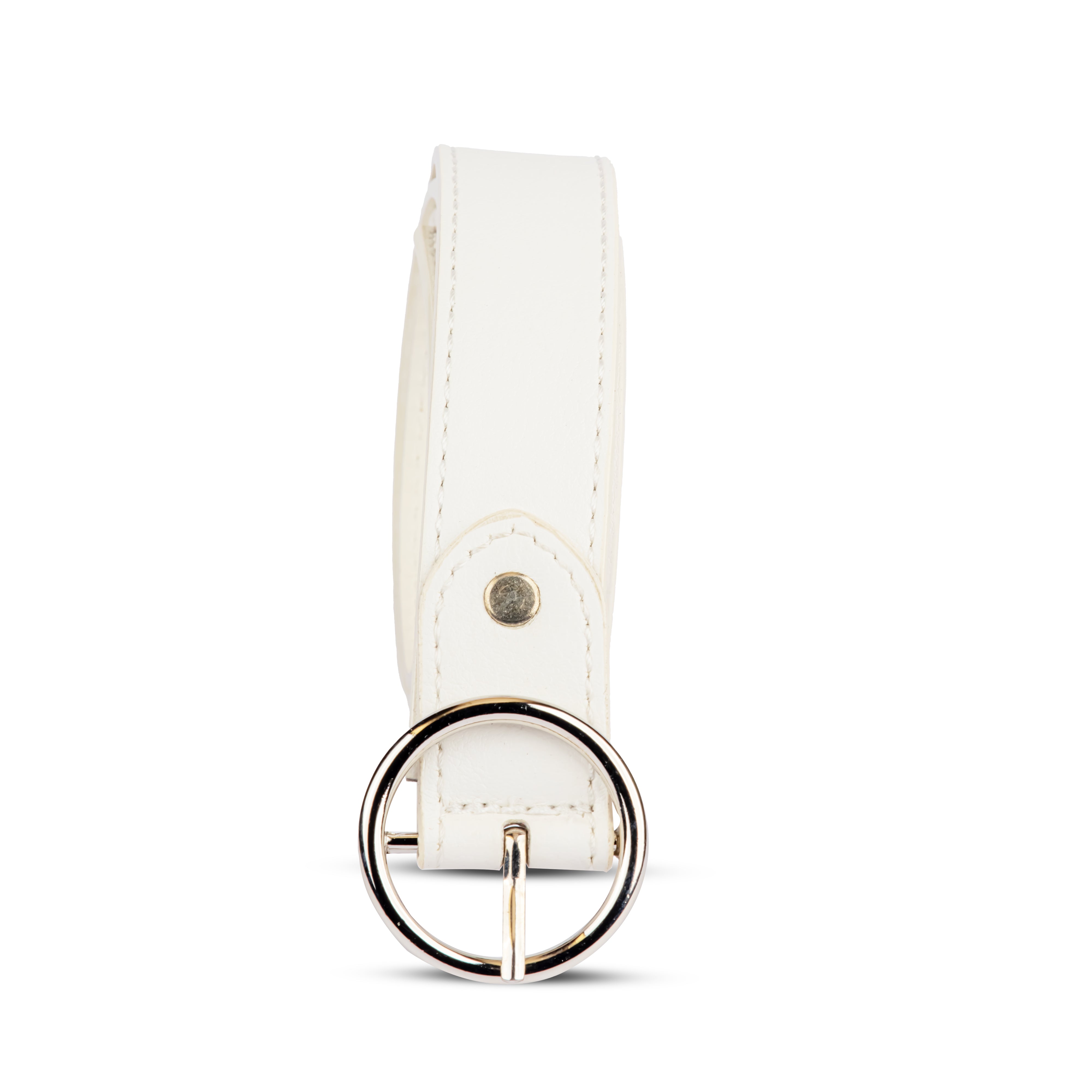 White Casual Leather Belt