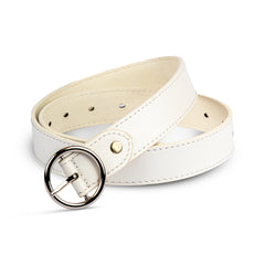 White Casual Leather Belt