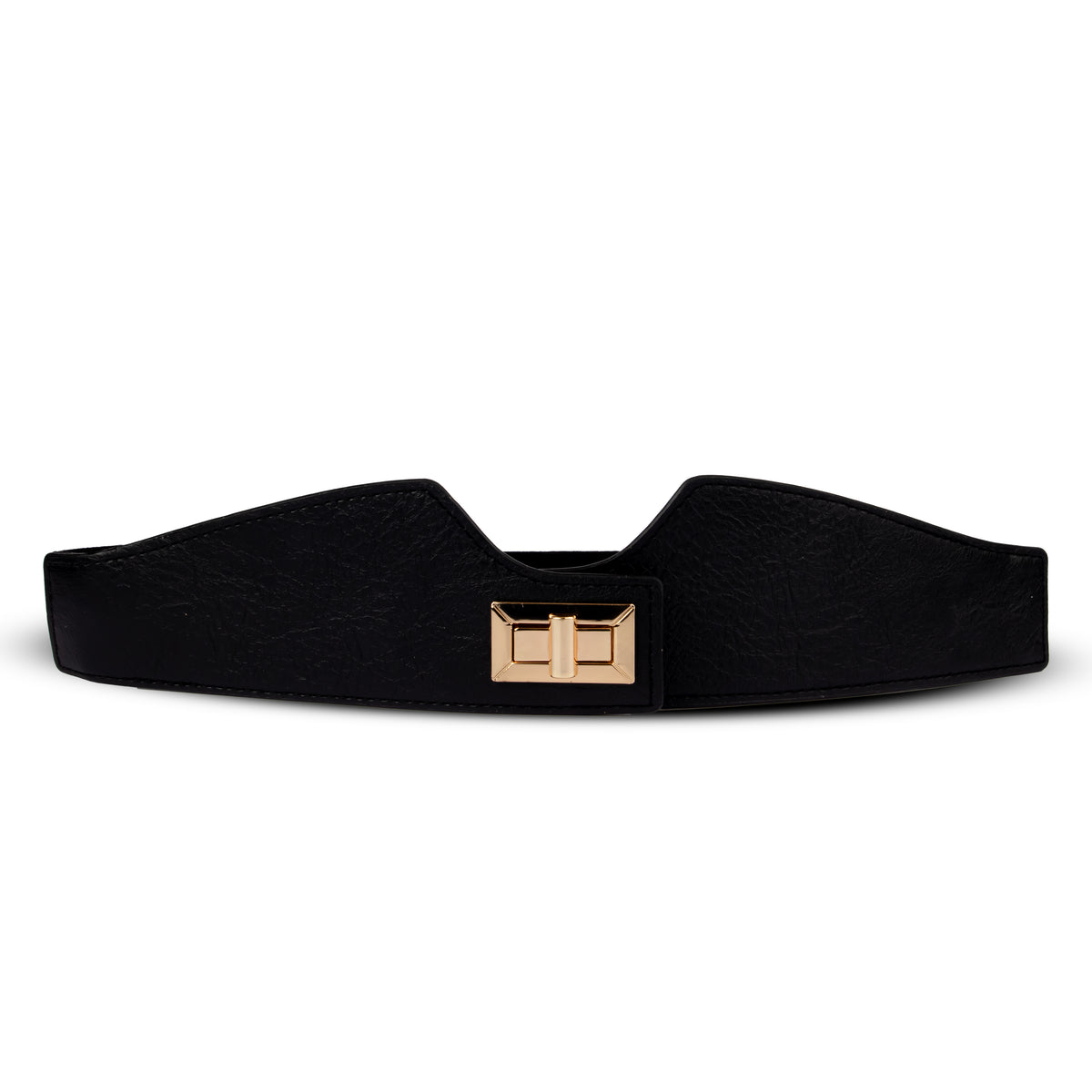 Black Trendy Dress Belt With Gold Clasp