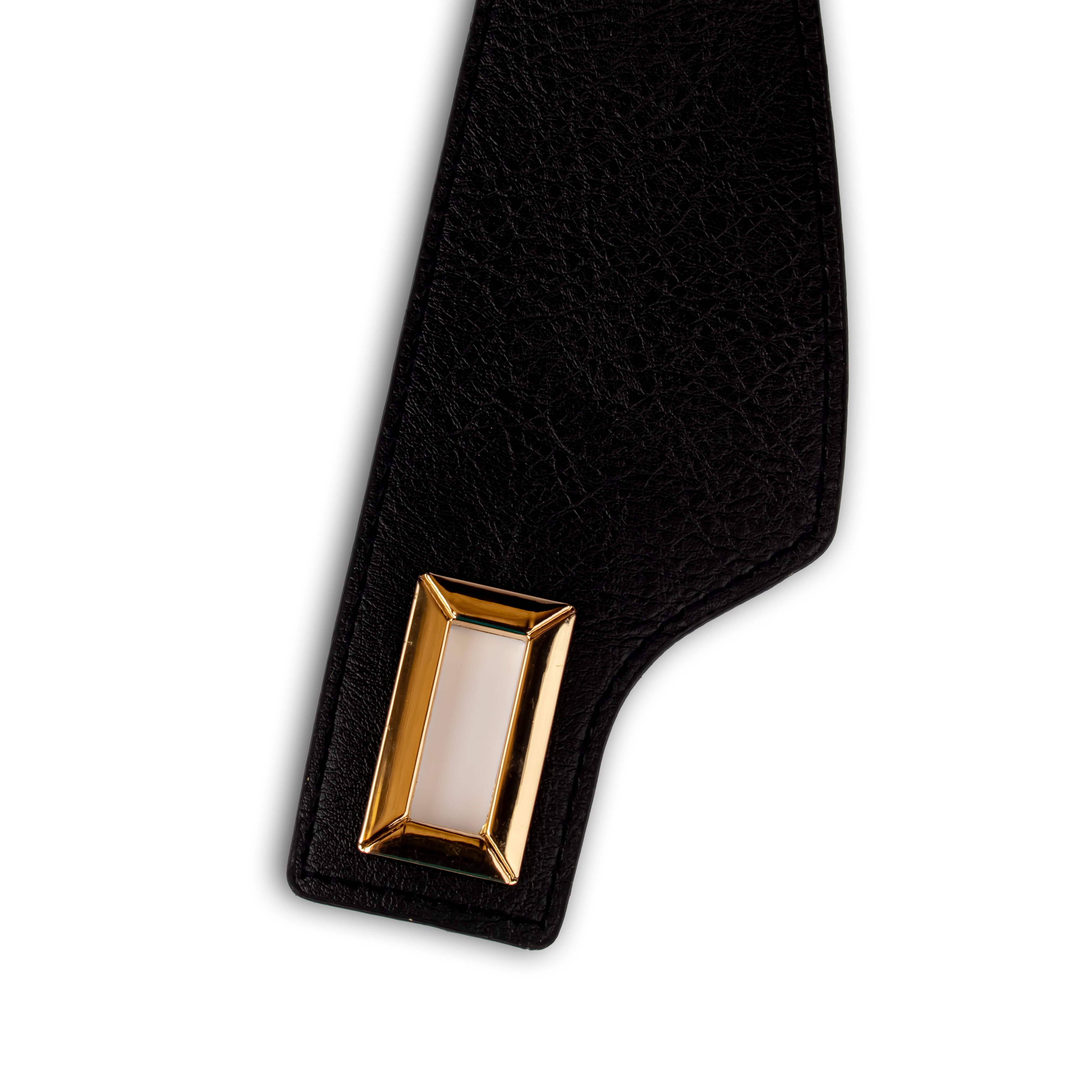 Black Trendy Dress Belt With Gold Clasp