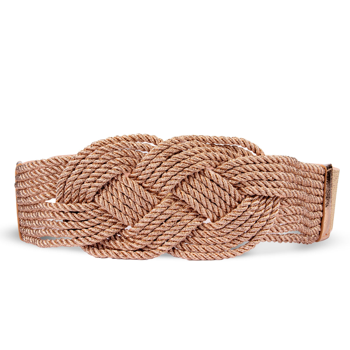 Round Buckle Golden Woven Belt