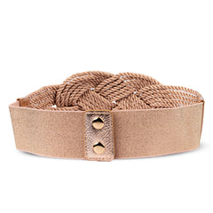 Round Buckle Golden Woven Belt