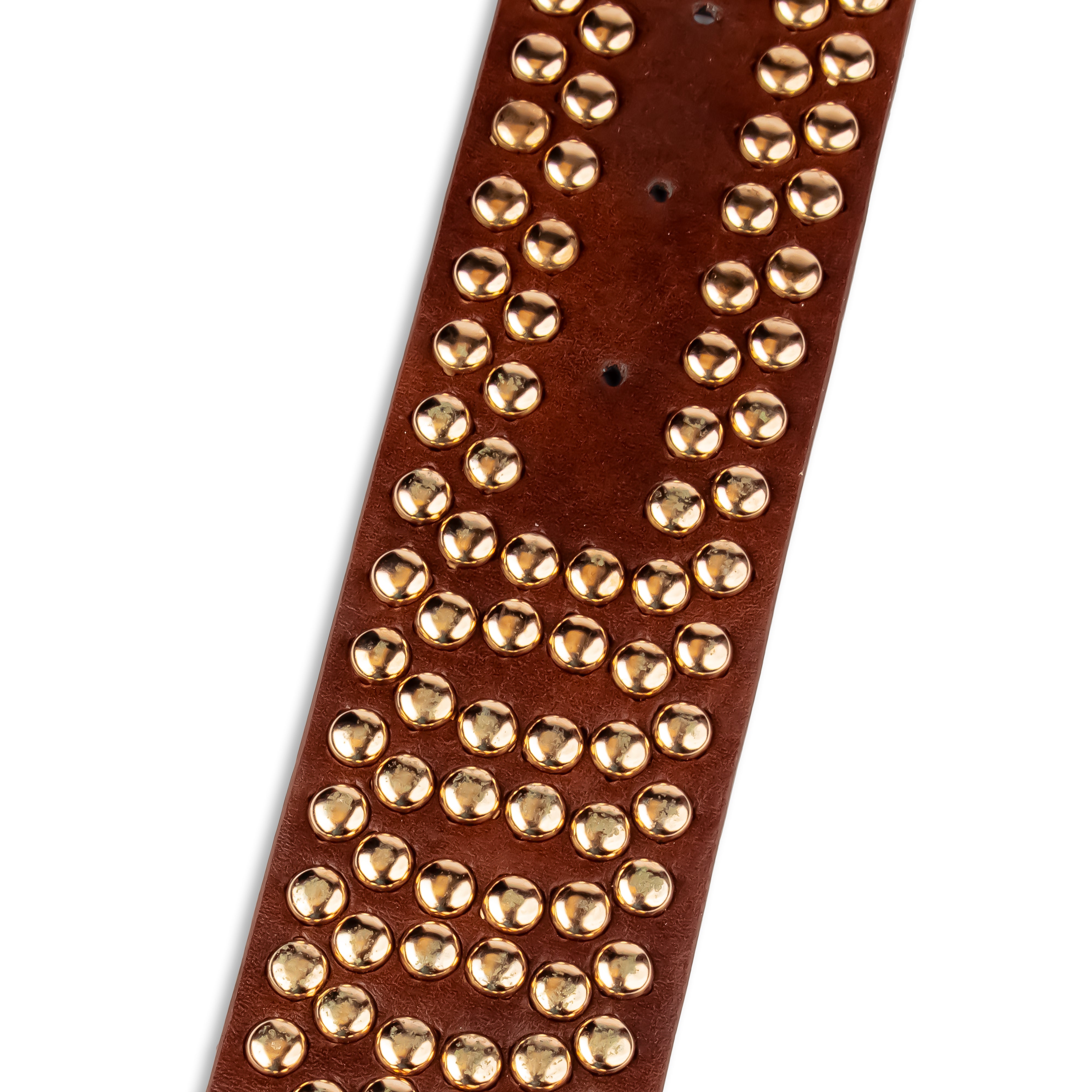 Brown Studded Decor Stretchable Belt