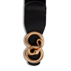 Black Snake Nylon Belts for Women/Girls with Gold & Black Color Combination