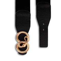 Black Snake Nylon Belts for Women/Girls with Gold & Black Color Combination