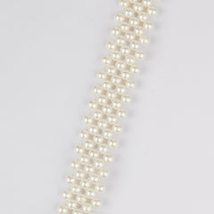 Belts for Women Pearl Rhinestone White Elastic Belt