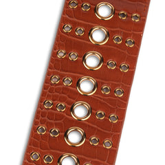 Broad Eyelet Faux Brown Belt