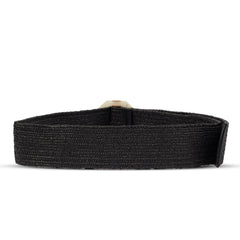 Black Leather Women Belt With Hexagonal Buckle